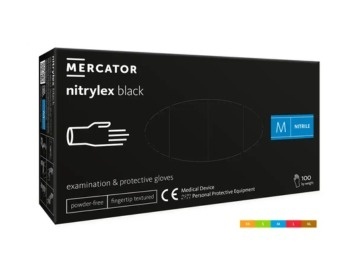 MERCATOR nitrylex black 100 szt. rękawice diagnostyczne i ochronne, nitrylowe, bezpudrowe, czarne