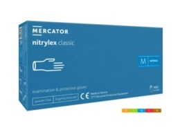 MERCATOR nitrylex classic blue 100 szt. rękawice diagnostyczne i ochronne, nitrylowe, bezpudrowe, niebieskie