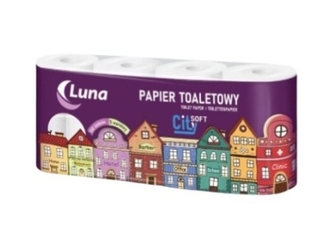 Papier toaletowy Luna City Soft a'8, celuloza, 3w, 150 listków