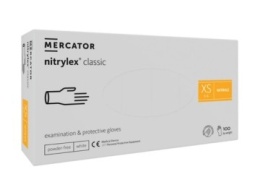 MERCATOR nitrylex classic white 100 szt. rękawice diagnostyczne i ochronne, nitrylowe, bezpudrowe, białe